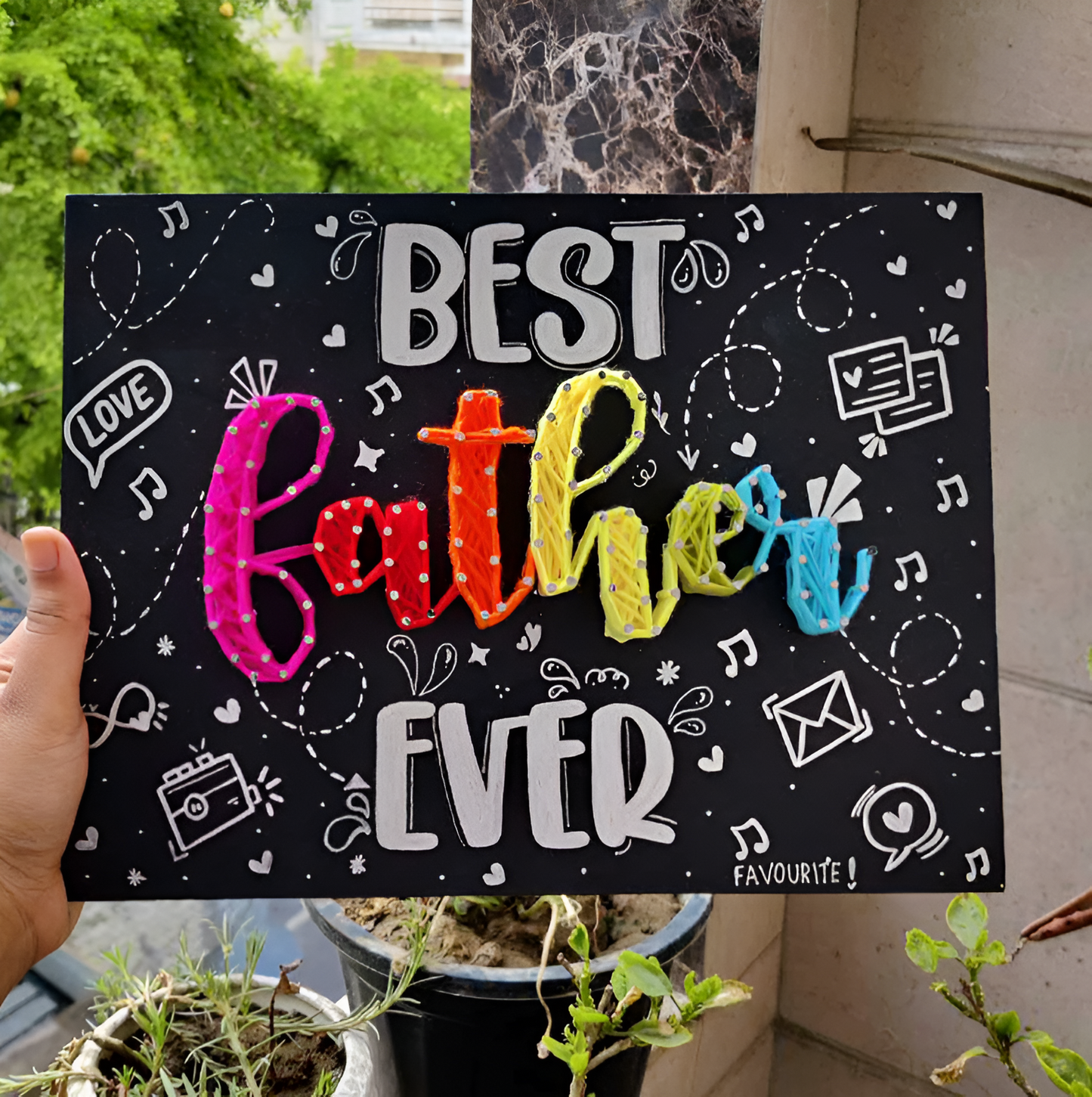 Best Father Ever : String Art Name Plate