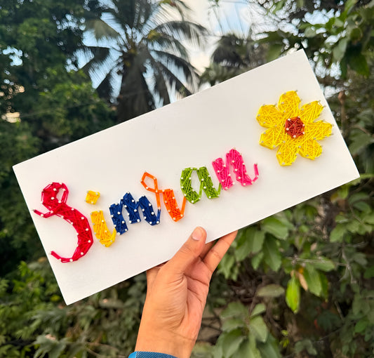 Sunflower White String Art : Name Plate